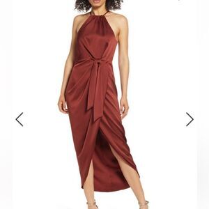 Shona Joy HalterSatin Midi Cocktail Dress| Size 12